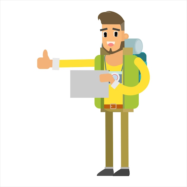 personaje de dibujos animados hombre viajero