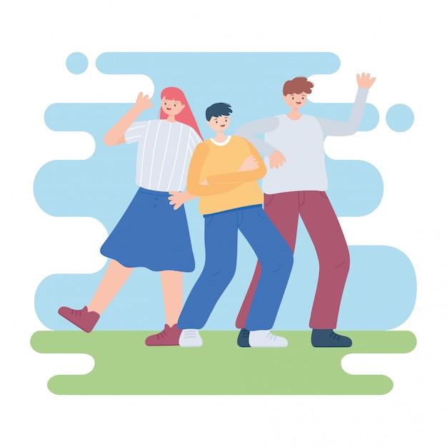 personaje de dibujos animados de hombres y mujeres