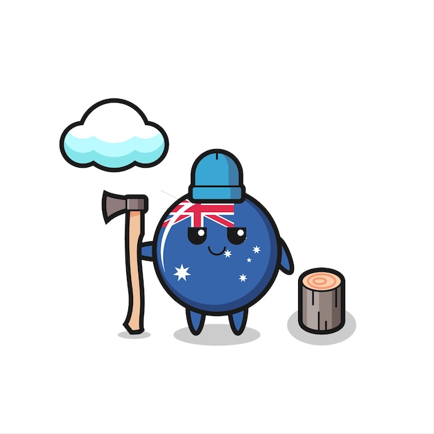 Personaje de dibujos animados de la insignia de la bandera de australia como leñador