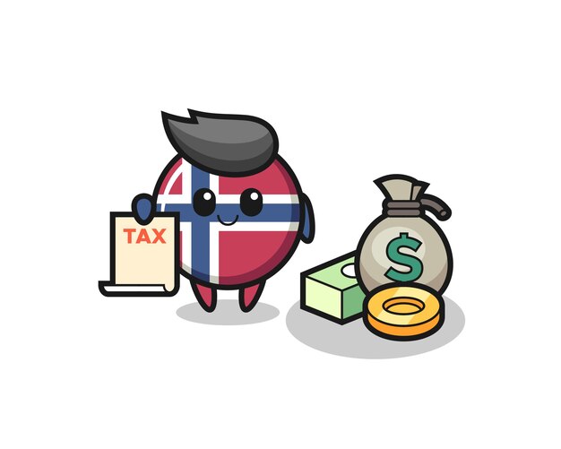 Vector personaje de dibujos animados de la insignia de la bandera de noruega como contador