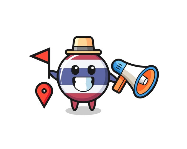 Personaje de dibujos animados de la insignia de la bandera de tailandia como guía turístico