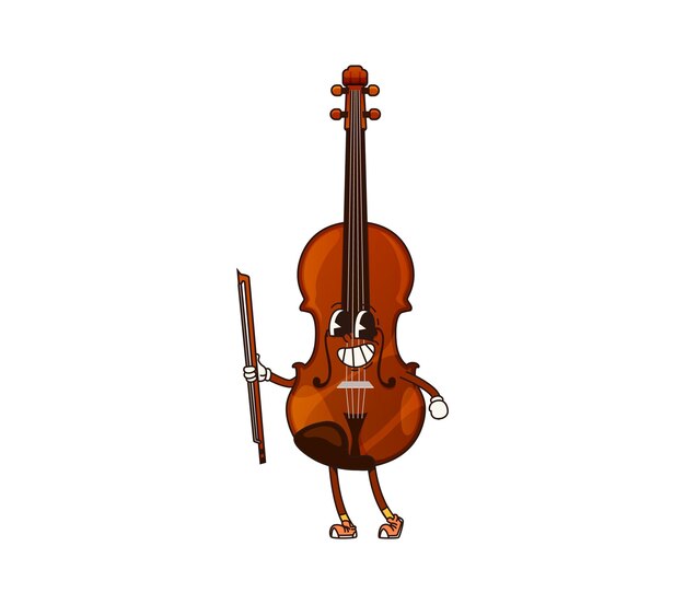 Personaje de dibujos animados de instrumento musical de contrabajo