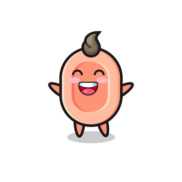 Personaje de dibujos animados de jabón de bebé feliz, diseño de estilo lindo para camiseta, pegatina, elemento de logotipo