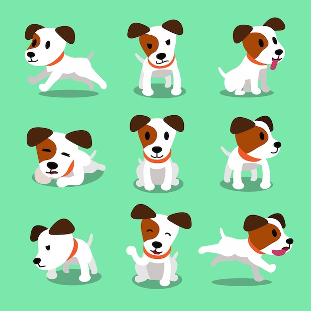 Personaje de dibujos animados jack russell terrier perro plantea