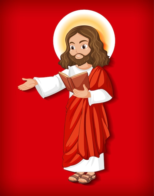 Vector personaje de dibujos animados de jesús aislado