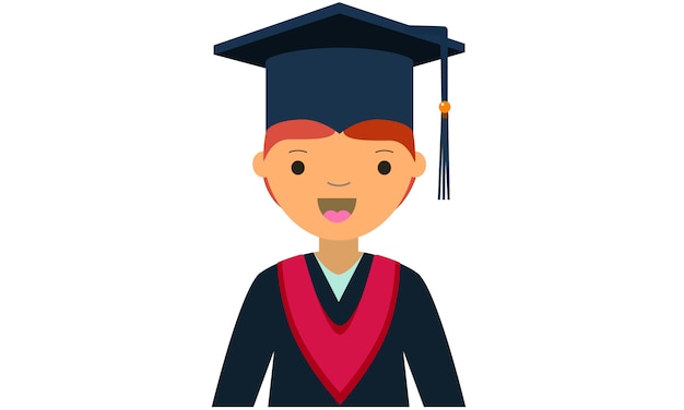 Vector personaje de dibujos animados de joven graduado masculino