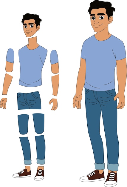 un personaje de dibujos animados de un joven