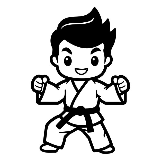 Vector el personaje de dibujos animados de karate boy