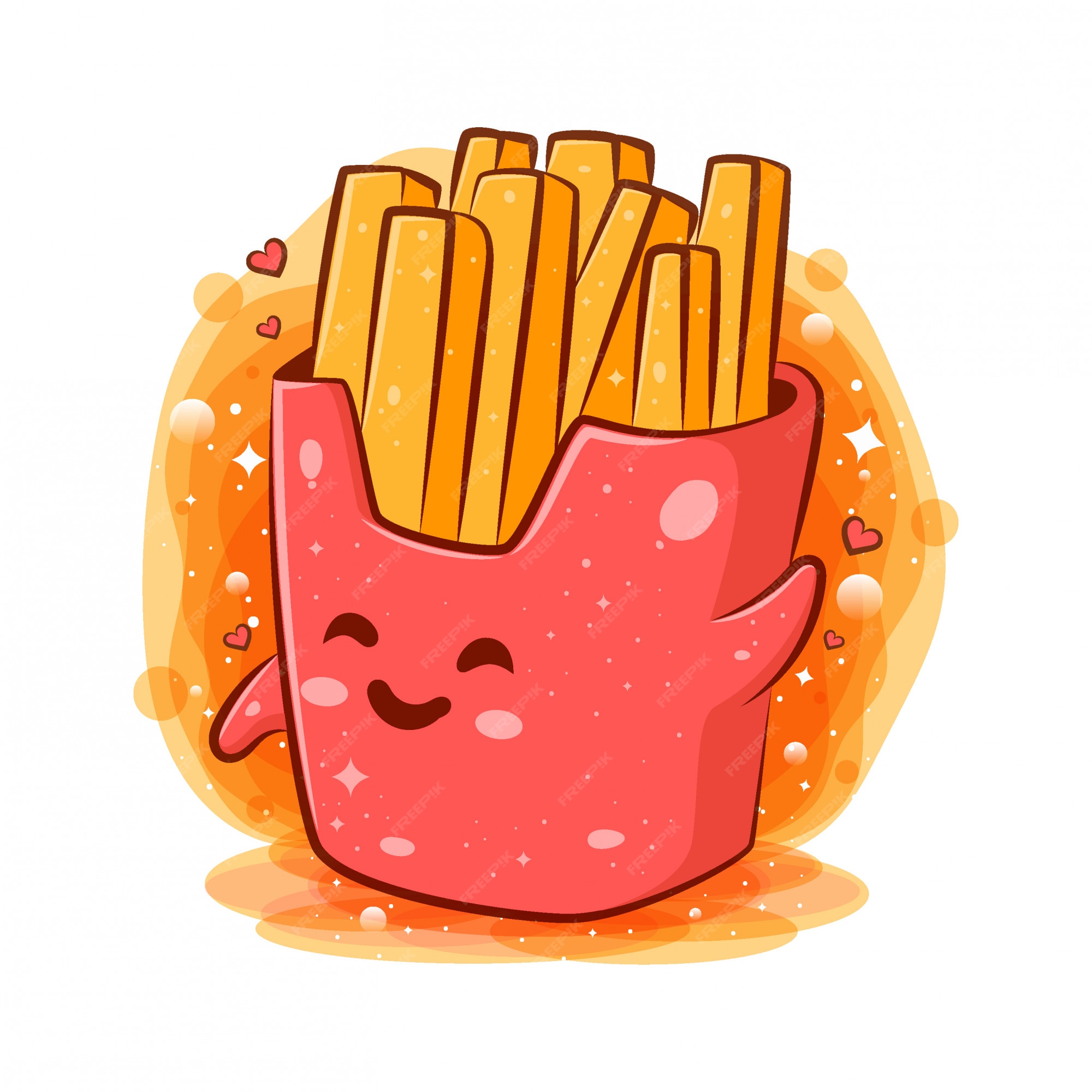 Personaje de dibujos animados kawaii de papas fritas | Vector Premium Personaje de dibujos animados kawaii de papas fritas | Vector Premium