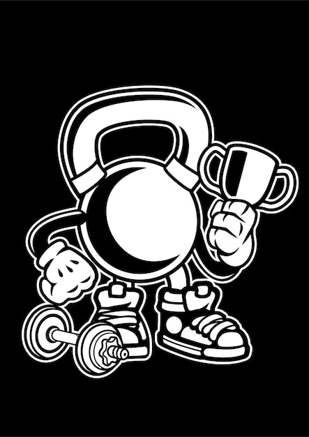 Personaje de dibujos animados de Kettle Bells Champion