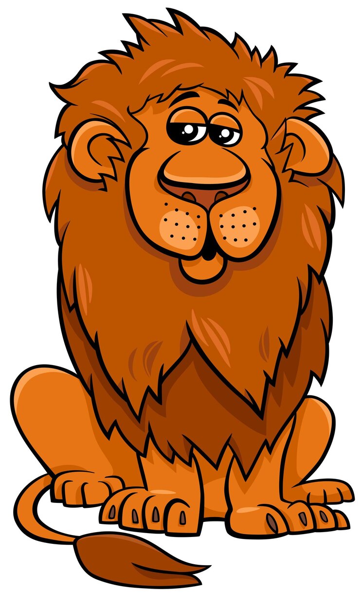 Vector personaje de dibujos animados león africano animal salvaje