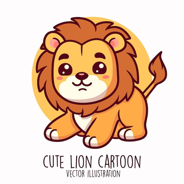 Personaje de dibujos animados de león y dulce bebé león animal en ilustración vectorial
