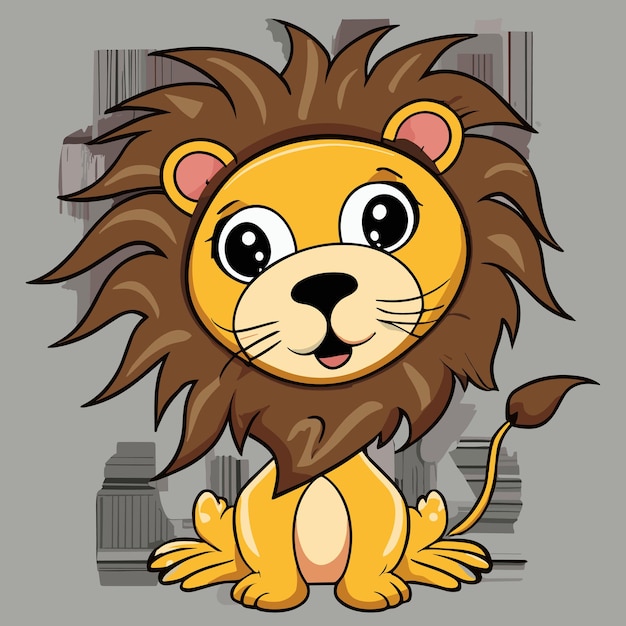 Personaje de dibujos animados de león lindo ilustración vectorial de fondo aislado