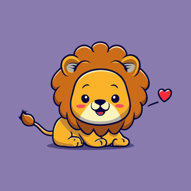 Personaje de dibujos animados de león lindo ilustración vectorial de fondo aislado