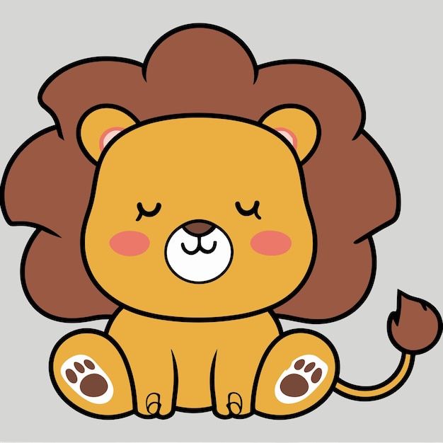 Personaje de dibujos animados de león lindo ilustración vectorial de fondo aislado