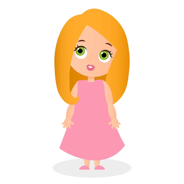 Personaje de dibujos animados de linda chica. Ilustración vectorial eps 10 aislado sobre fondo blanco. Estilo de dibujos animados plana.