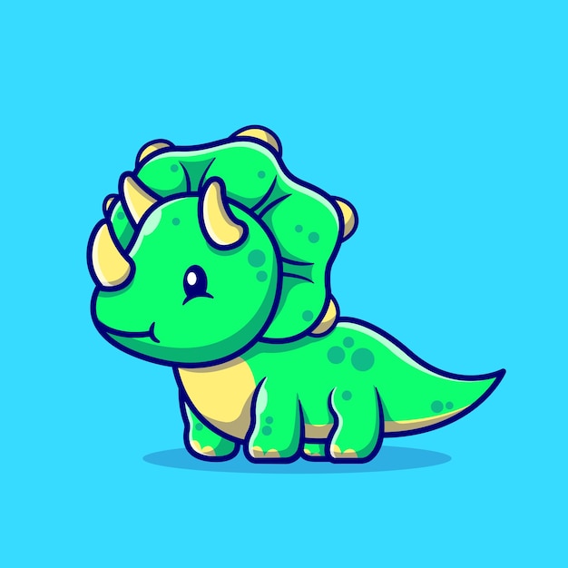 Personaje de dibujos animados lindo bebé Triceratops. Animal Dino aislado.