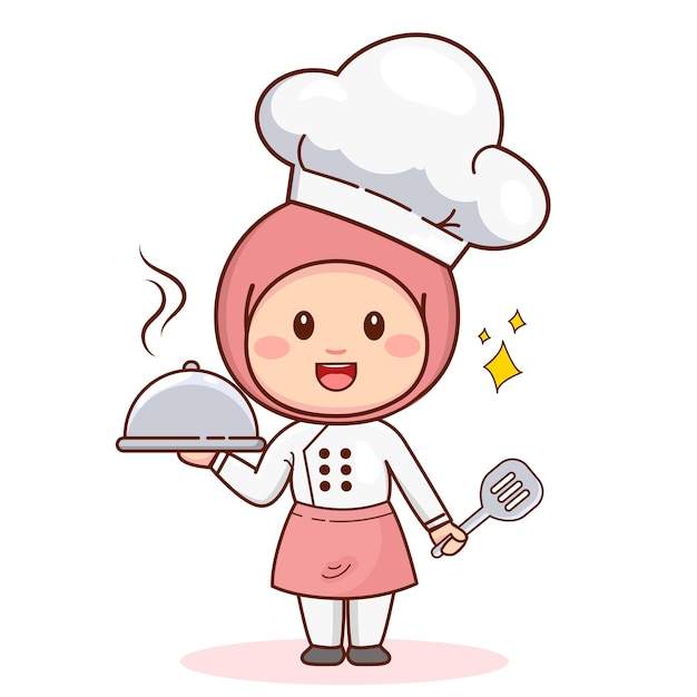 Vector personaje de dibujos animados lindo chef femenino