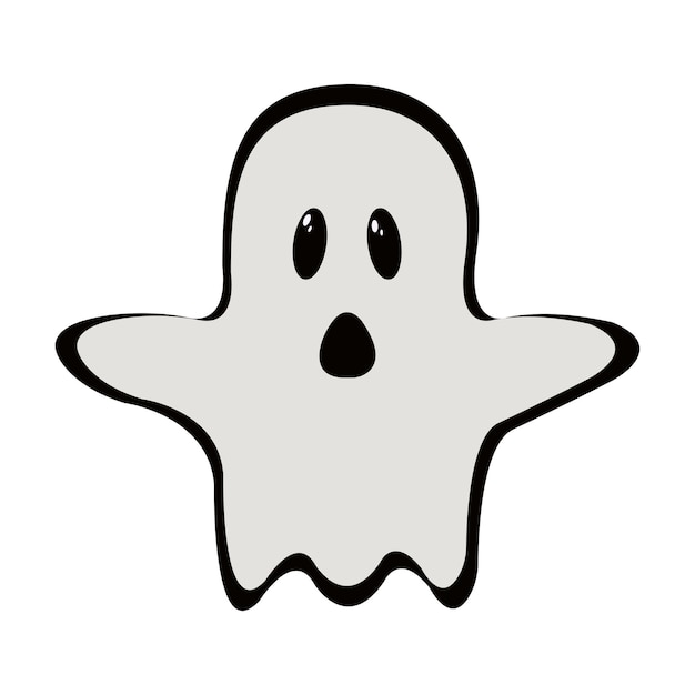 Personaje de dibujos animados lindo icono fantasma, logotipo o símbolo de Halloween, ilustración vectorial aislado en blanco