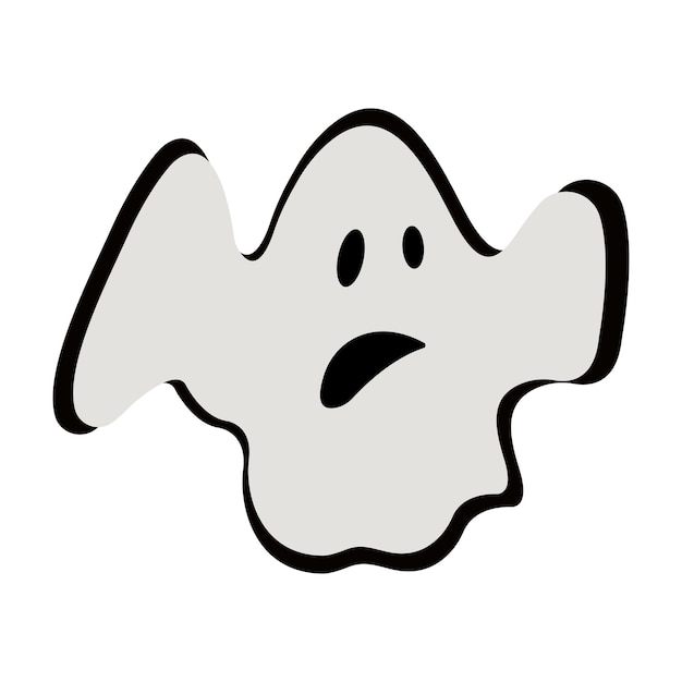 Personaje de dibujos animados lindo icono fantasma, logotipo o símbolo de halloween, ilustración vectorial aislado en blanco