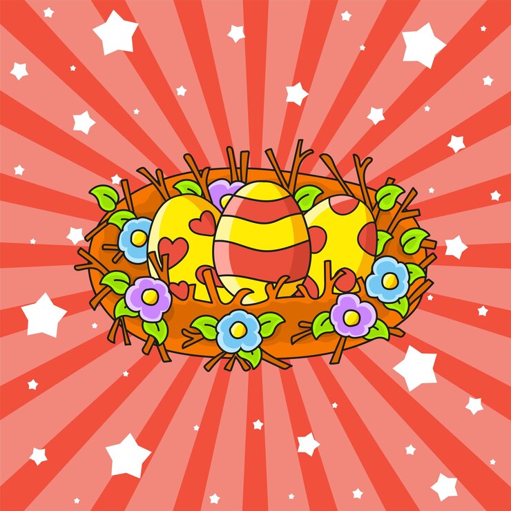 Vector personaje de dibujos animados lindo ilustración vectorial colorida tema de pascua aislado sobre fondo de color plantilla para su diseño