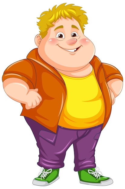 Vector personaje de dibujos animados lindo niño gordito