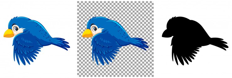 Vector personaje de dibujos animados lindo pájaro azul