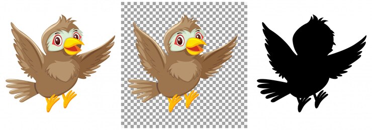Vector personaje de dibujos animados lindo pájaro gorrión