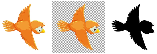 Personaje de dibujos animados lindo pájaro naranja
