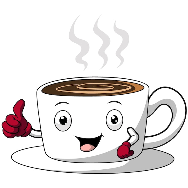 Personaje de dibujos animados lindo taza de café