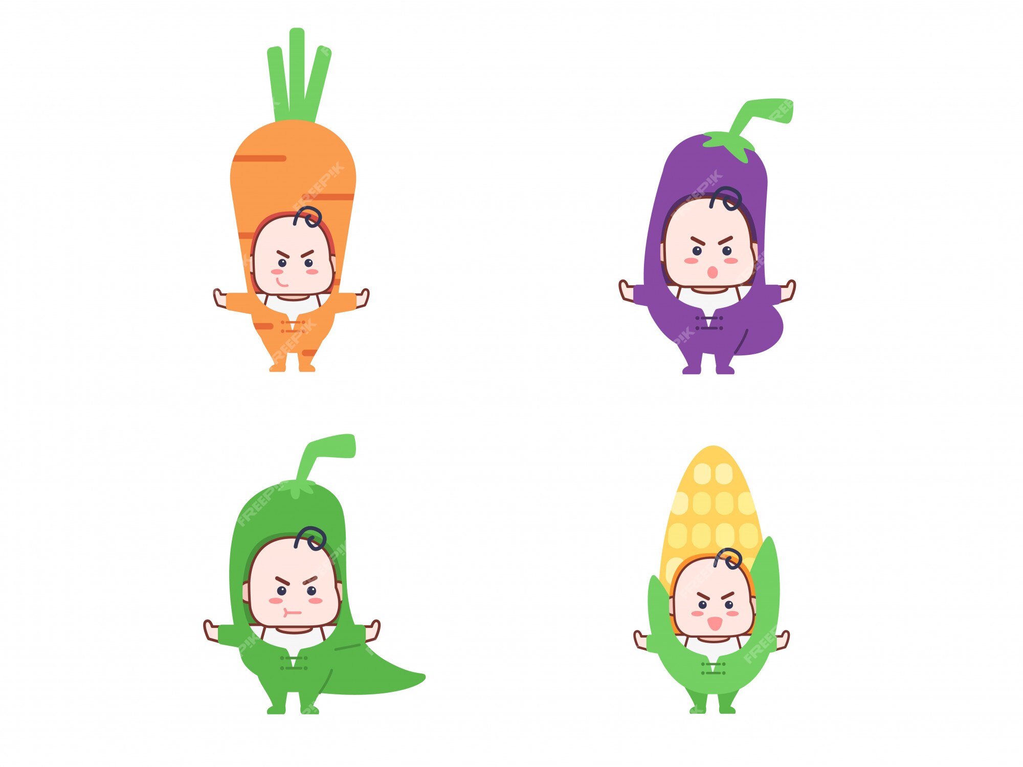 Personaje de dibujos animados lindo vegetal