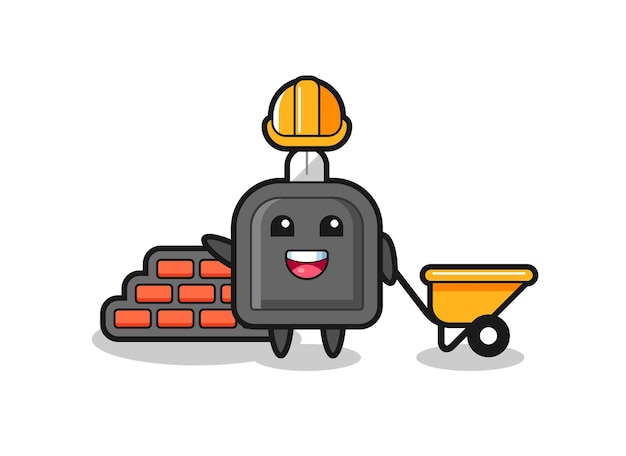 Personaje de dibujos animados de la llave del auto como constructor, diseño de estilo lindo para camiseta, pegatina, elemento de logotipo