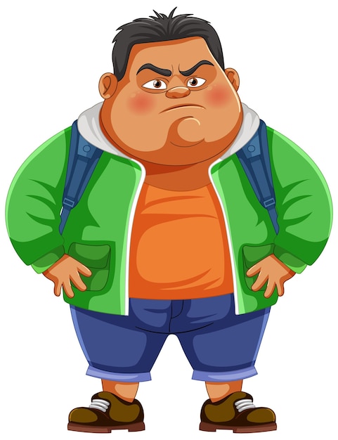 Personaje de dibujos animados malhumorado con los brazos cruzados