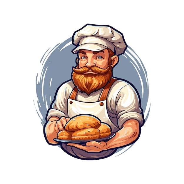 Vector un personaje de dibujos animados de mascota de chef moderno con fondo blanco