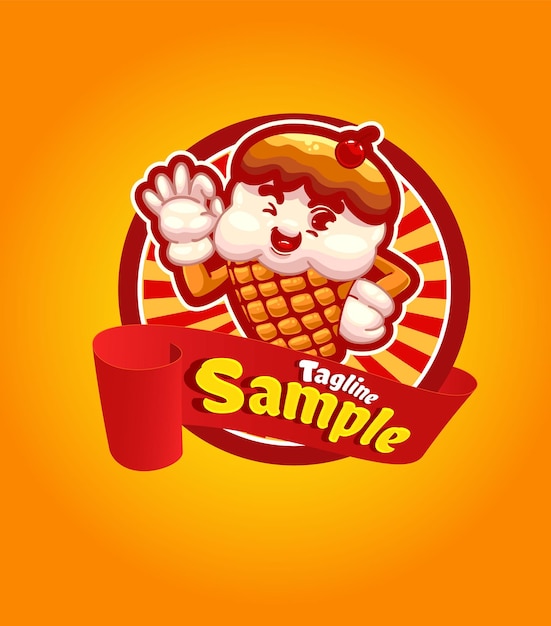 Personaje de dibujos animados de mascota de helado