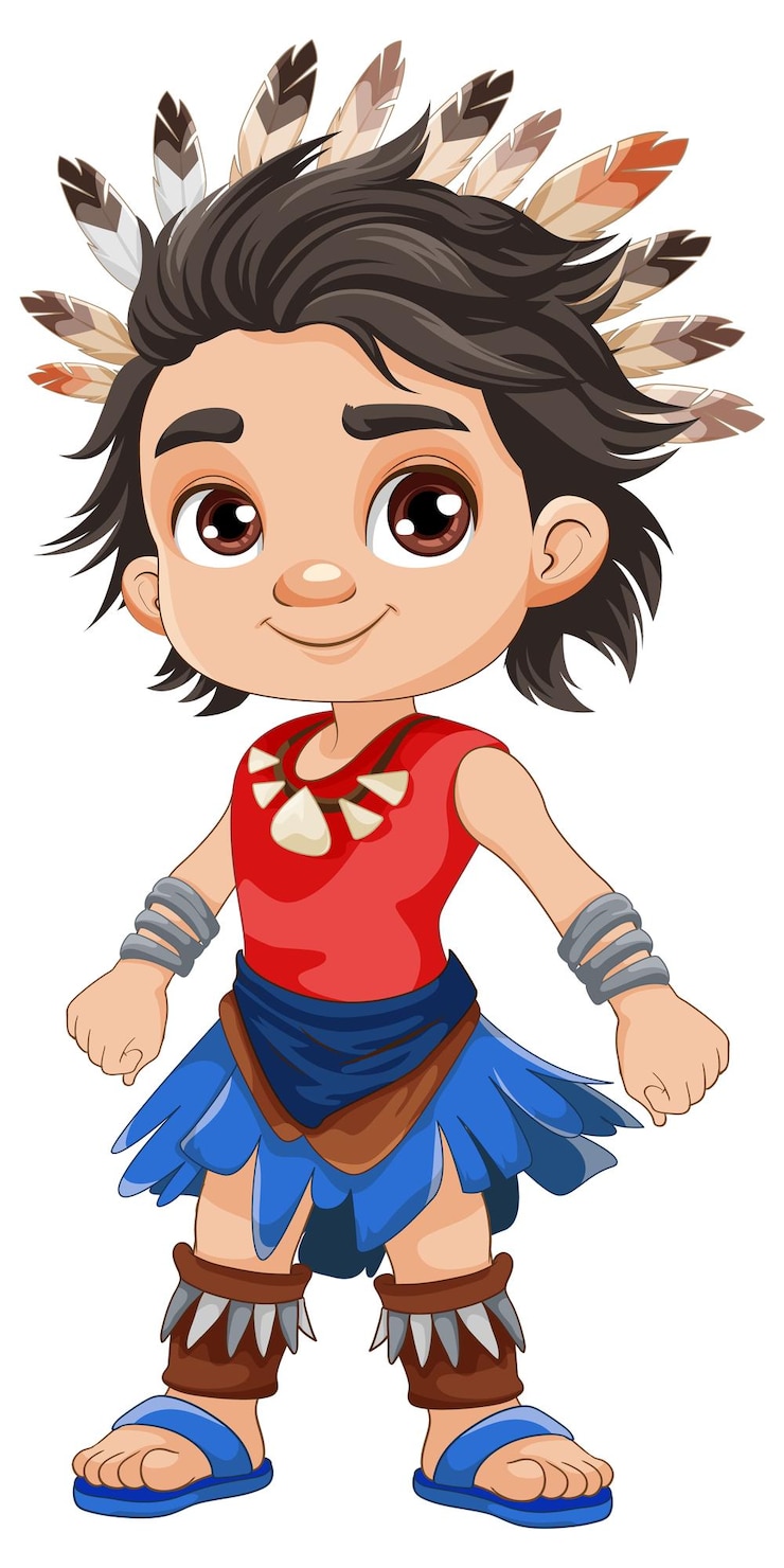Personaje de dibujos animados masculino nativo americano