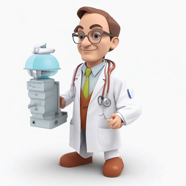 Vector personaje de dibujos animados médico 3d