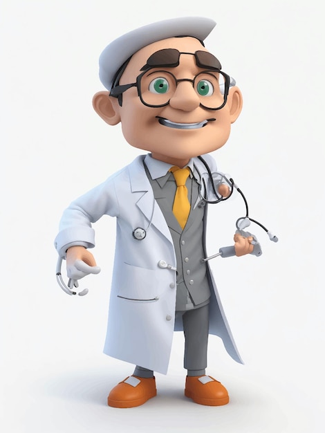 Vector personaje de dibujos animados médico 3d