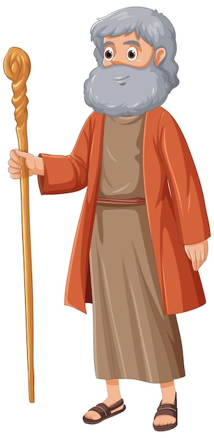 Vector personaje de dibujos animados de moisés una historia bíblica religiosa ilustración