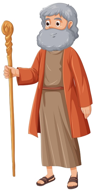 Personaje De Dibujos Animados De Moisés Una Historia Bíblica Religiosa Ilustración