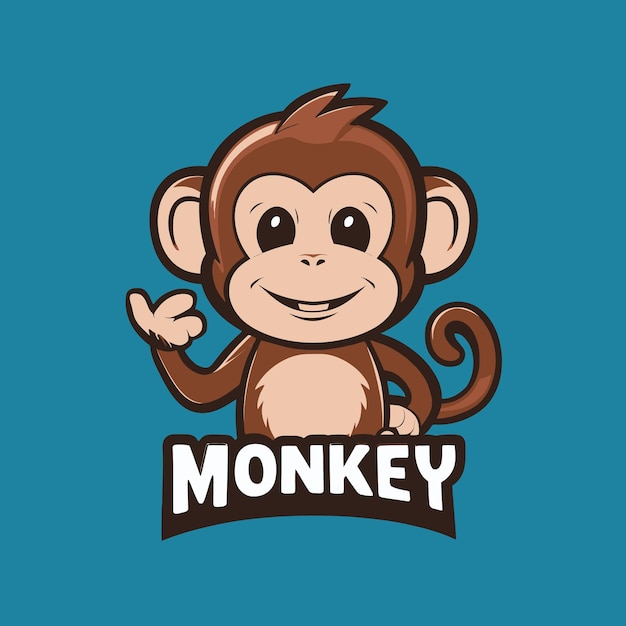 Personaje de dibujos animados mono feliz