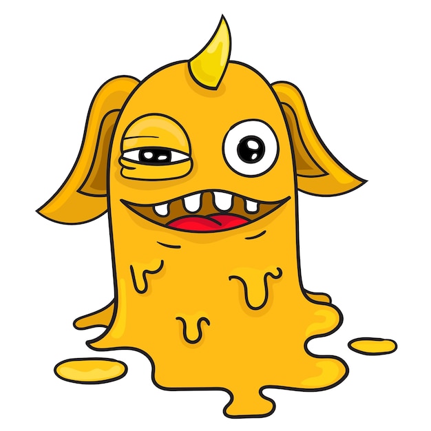 Personaje de dibujos animados de monstruo amarillo limo