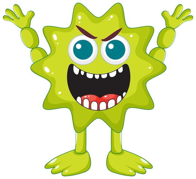 Personaje de dibujos animados de monstruo verde puntiagudo una ilustración vectorial juguetona