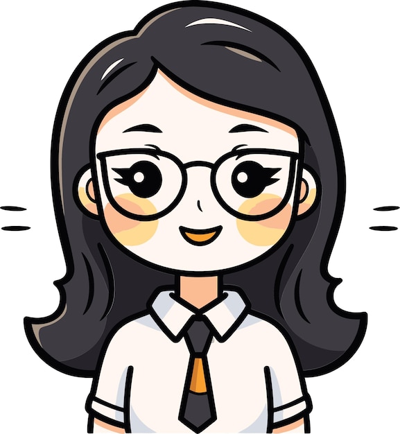 un personaje de dibujos animados de una mujer con gafas y una corbata con la palabra que es