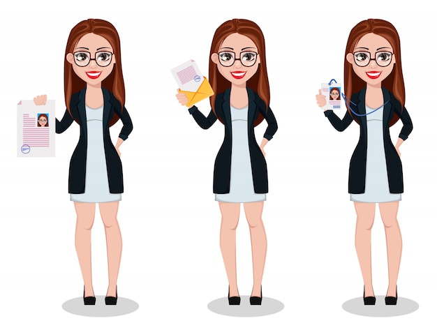 Personaje de dibujos animados de mujer de negocios. Bella dama