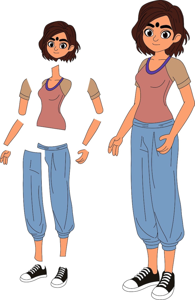 Vector un personaje de dibujos animados de mujer