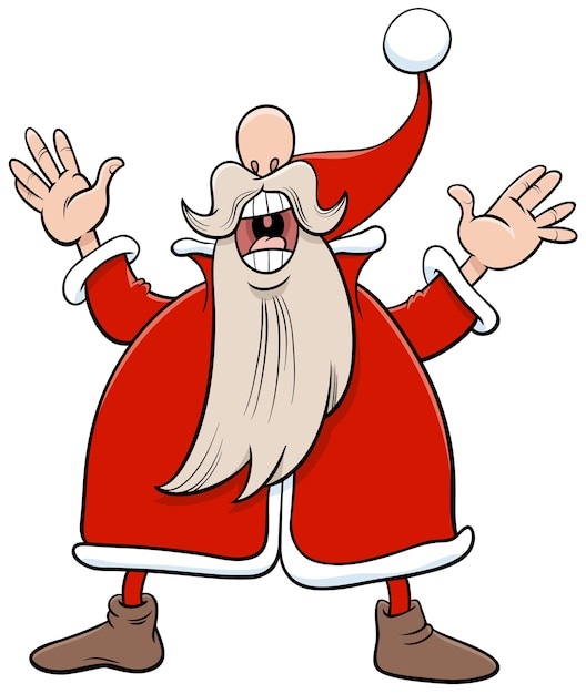 Personaje de dibujos animados de navidad de santa claus cantando un villancico