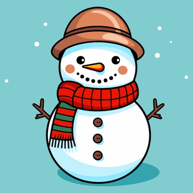 Vector personaje de dibujos animados de navidad vector lindo muñeco de nieve para felices vacaciones de invierno