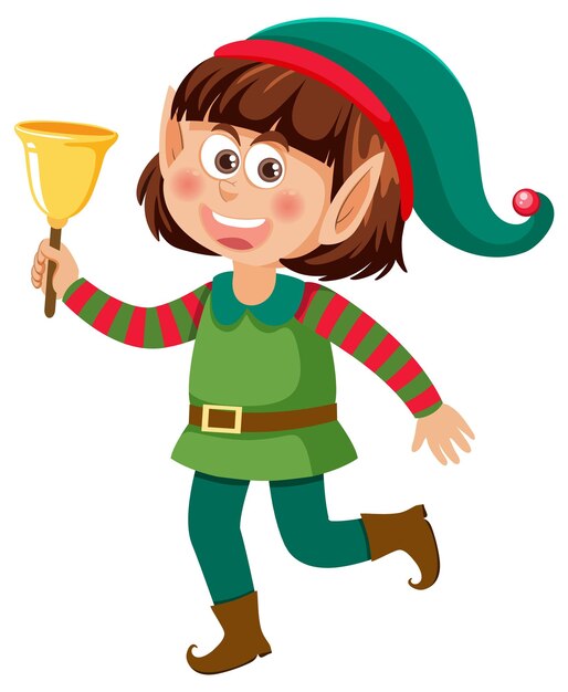 Personaje de dibujos animados de niña elfo de navidad