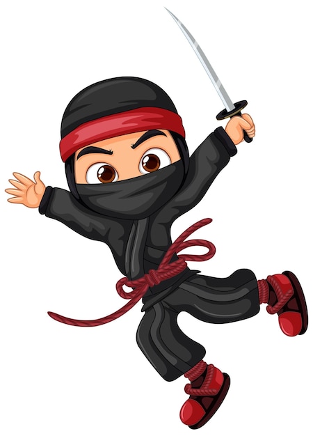 Vector personaje de dibujos animados ninja asiático